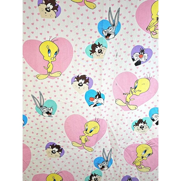 Vtg 1994 Warner Bros Fabric Curtain Panels Bugs Bunny Tweety Sylvester Y2K - Picture 2 of 6